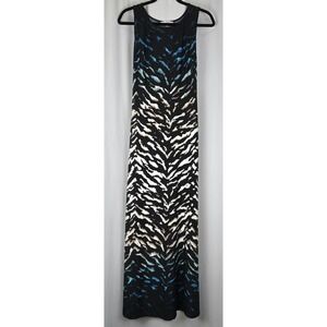 Studio One Maxi Dress Size S Blue Black‎ Beige Animal Stretchy Belted Boho NEW